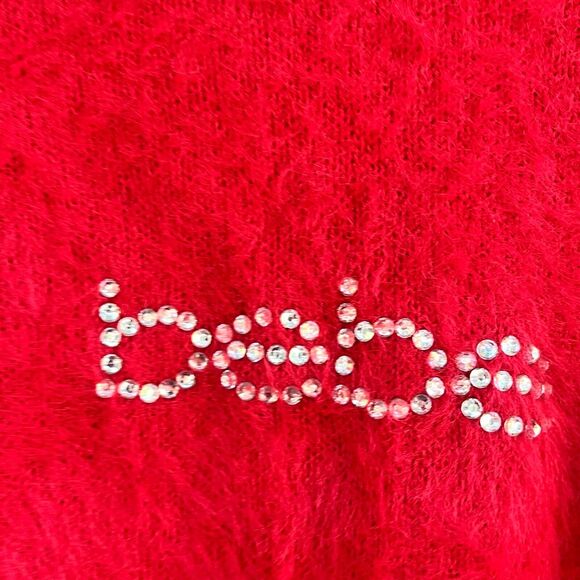 Bebe Fuzzy Sweater y2k style Medium in Red - Picture 7 of 12